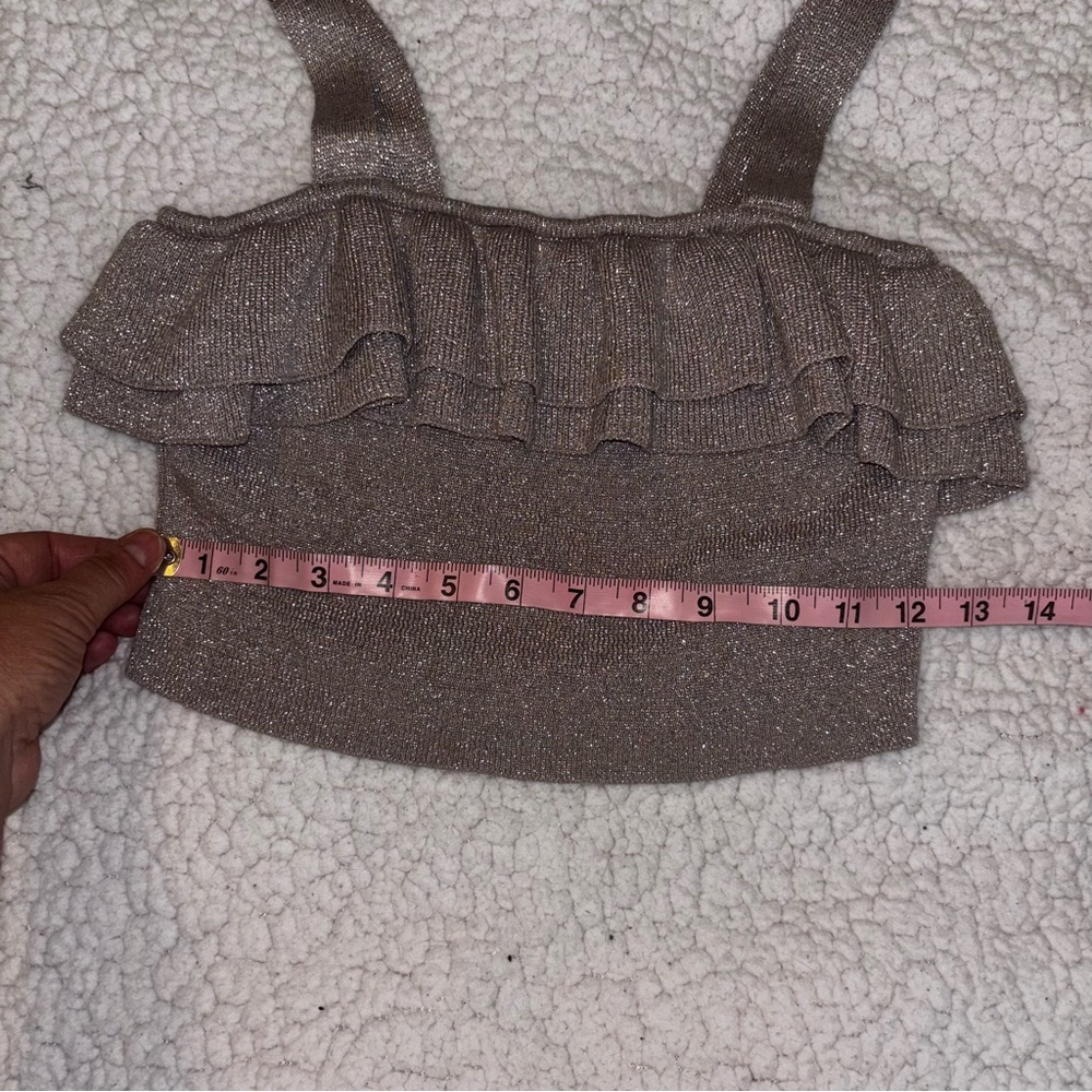 H&M Gray Ruffled Crop Tank Top - Picture 6 of 7